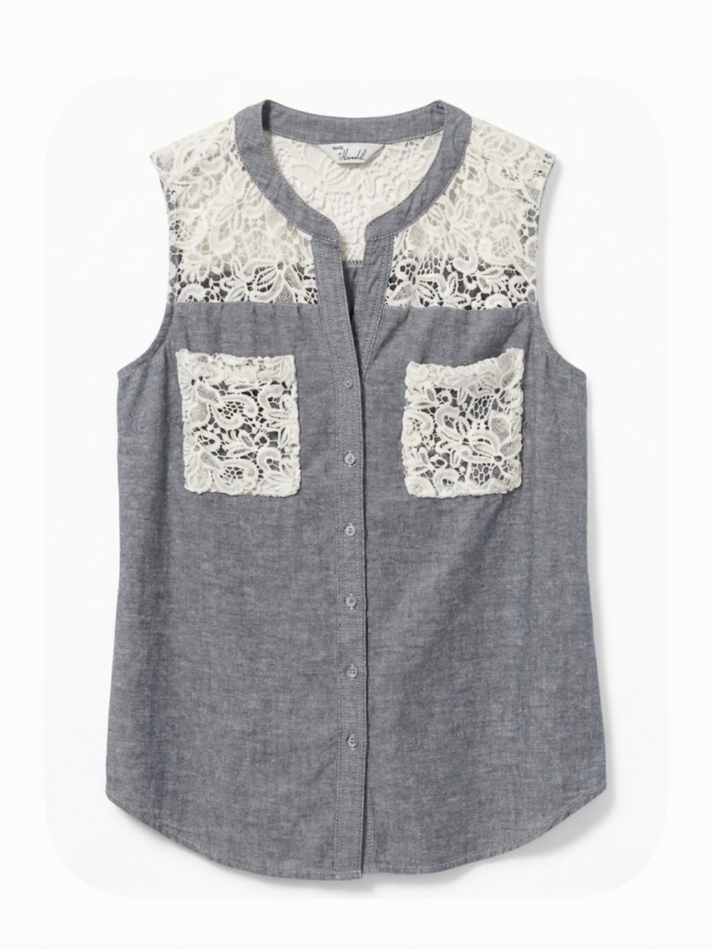 CAFFE MARRAKESH Sleeveless Top, Women’s L, Gray White